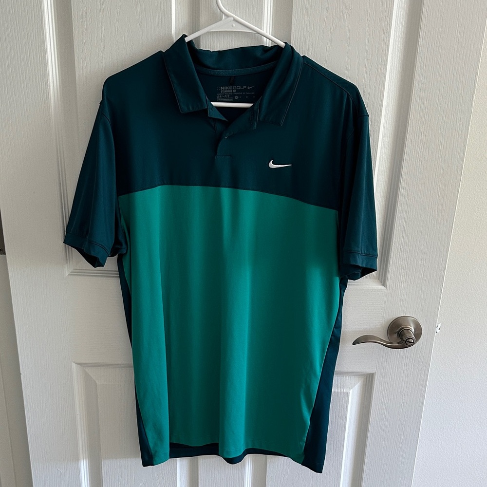 Nike Men's Polo Shirt in Teal and Dark Green